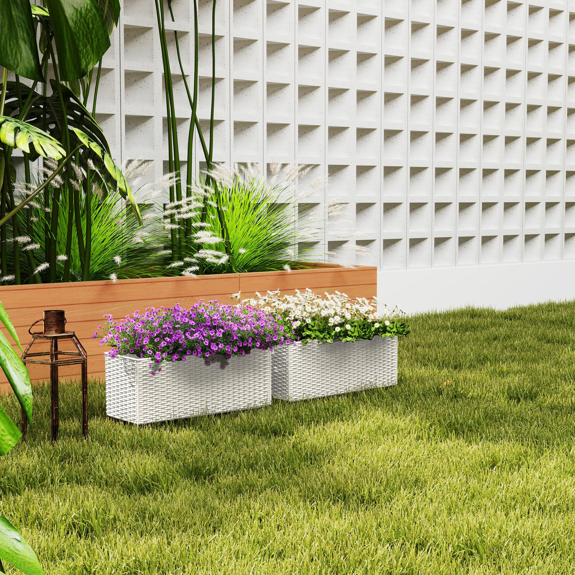 viva self watering balcony railing planter Outsunny Self-Watering Railing Planter Boxes for Balcony & Garden
