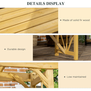 Patio Arch Pergola with Natural Wooden Bench, Ergonomic Outdoor Bench for Vines/Climbing Plants, for Backyard & Outdoor Space, Light Brown