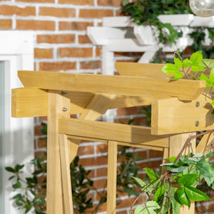 Patio Arch Pergola with Natural Wooden Bench, Ergonomic Outdoor Bench for Vines/Climbing Plants, for Backyard & Outdoor Space, Light Brown