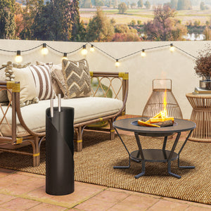 4 Pieces Fireplace Companion Set, Metal Fireplace Accessories Fireside Companion Set with Broom, Shovel, Poker and Bucket, Silver