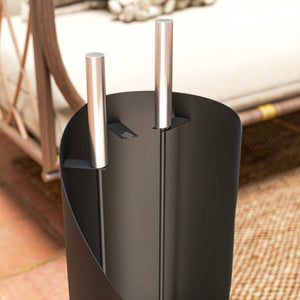 4 Pieces Fireplace Companion Set, Metal Fireplace Accessories Fireside Companion Set with Broom, Shovel, Poker and Bucket, Silver