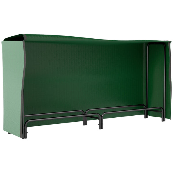 6.6 ft Firewood Rack with Waterproof Cover, Heavy Duty Metal Log Store Indoors with Steel Chains, Log Storage Holder for Outdoor Indoor Fireplace, Dark Green
