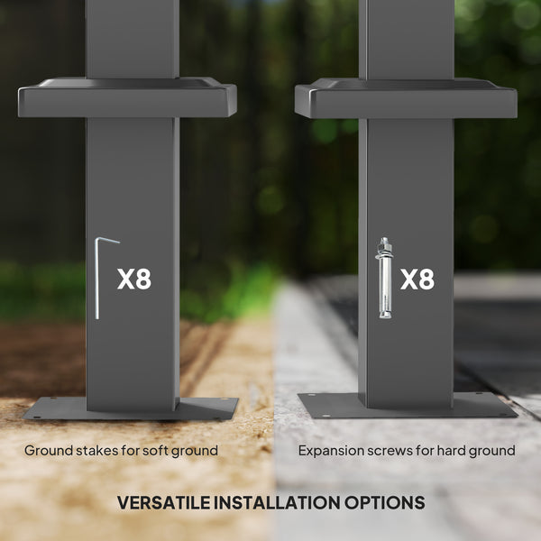 3 x 3(m) Garden Pergola with Retractable Roof and Magnetic Fixture, Outdoor Gazebo Pergola Kit Sun Shade Canopy, UPF30+, Grey