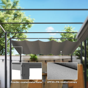 3 x 3(m) Garden Pergola with Retractable Roof and Magnetic Fixture, Outdoor Gazebo Pergola Kit Sun Shade Canopy, UPF30+, Grey