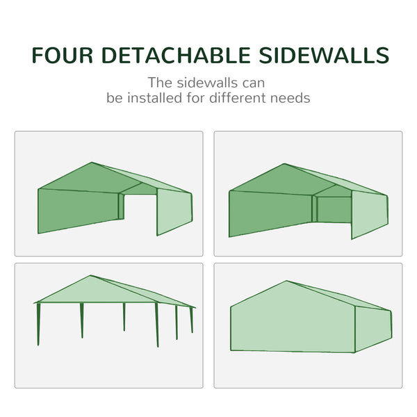 Outsunny 10' x 20' Party Tent, Outdoor Wedding Canopy & Gazebo with Removable Sidewalls, Shade Shelter for Events, BBQs, Green