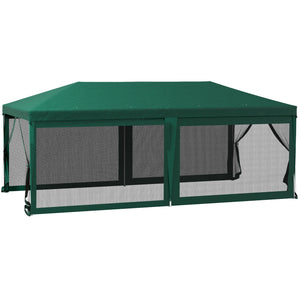 Outsunny 10' x 20' Party Tent, Outdoor Wedding Canopy & Gazebo with Removable Sidewalls, Shade Shelter for Events, BBQs, Green