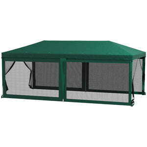 Outsunny 10' x 20' Party Tent, Outdoor Wedding Canopy & Gazebo with Removable Sidewalls, Shade Shelter for Events, BBQs, Green