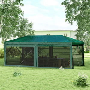 Outsunny 10' x 20' Party Tent, Outdoor Wedding Canopy & Gazebo with Removable Sidewalls, Shade Shelter for Events, BBQs, Green