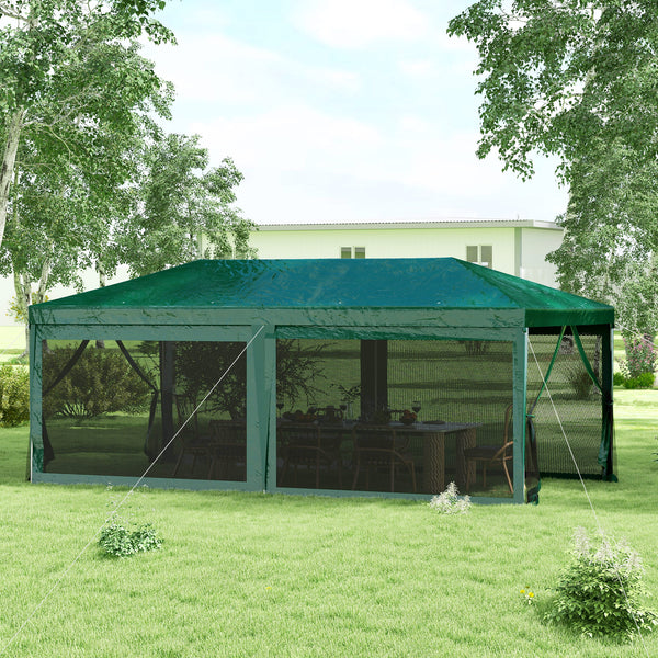 Outsunny 10' x 20' Party Tent, Outdoor Wedding Canopy & Gazebo with Removable Sidewalls, Shade Shelter for Events, BBQs, Green