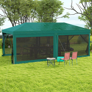 Outsunny 10' x 20' Party Tent, Outdoor Wedding Canopy & Gazebo with Removable Sidewalls, Shade Shelter for Events, BBQs, Green