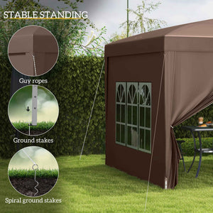 10'x10' Outdoor Pop Up Party Tent Gazebo Canopy with Carrying Bag (Coffee)