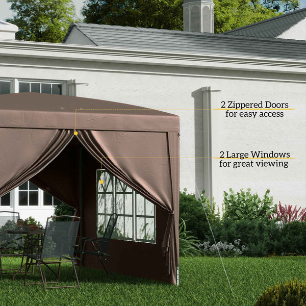 10'x10' Outdoor Pop Up Party Tent Gazebo Canopy with Carrying Bag (Coffee)