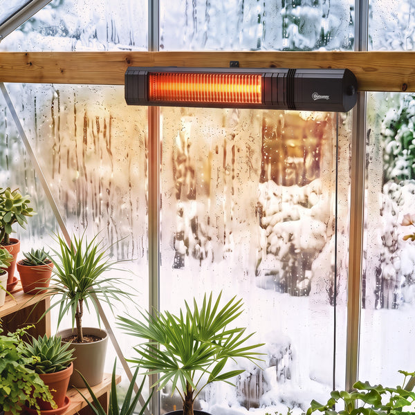 2000 W Electric Infrared Patio Heater, Wall Mounted IP65 Waterproof Outdoor Garden Heater with APP/Touch/Remote Control, 9 Heat Settings, 24H Timer for Indoor & Outdoor, Black