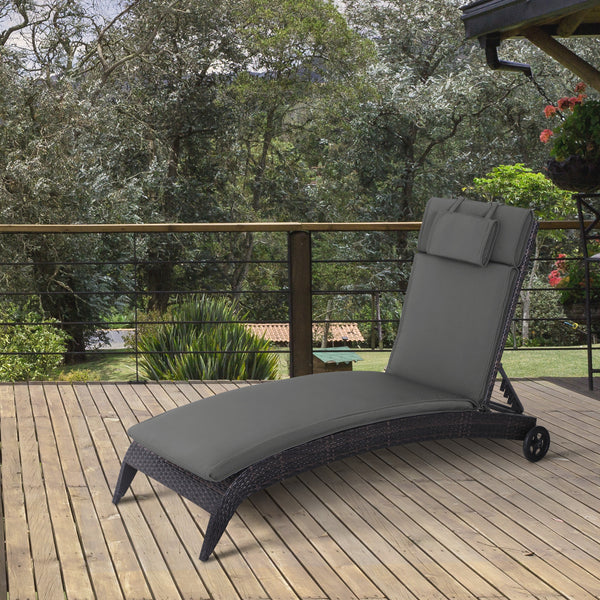 Outdoor Garden Patio Folding High Back Chair Cushion Replacement Seat Pad - Grey