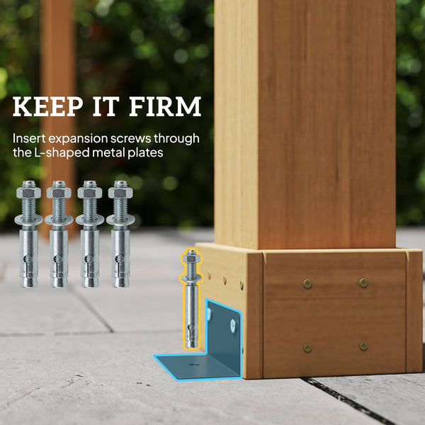 3.6 x 3.6m Graden Pergola Kit, Wooden Pergola Gazebo Grape Trellis with Stable Structure for Climbing Vines Flowers, Dark Brown