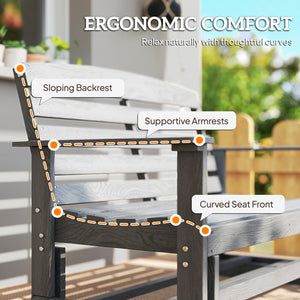 2-Person Outdoor Glider Bench Patio Double Swing Rocking Chair Loveseat w/ Slatted HDPE Frame for Backyard Garden Porch, Distressed Gray