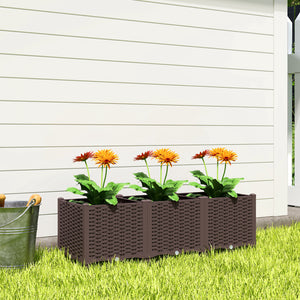 Plastic Raised Garden Bed with Legs, Self Watering Elevated Planter Boxes with Drainage Holes and Plugs, Easy Assembly Outdoor Planter Box for Vegetables, Flowers, Herbs, 120 x 40 x 37 cm