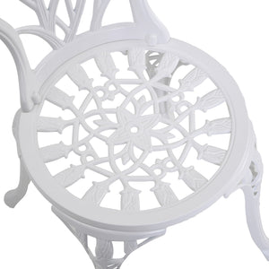 3 Piece Patio Bistro Set for 2, Outdoor Aluminium Garden Table and Chairs with Umbrella Hole for Balcony, White