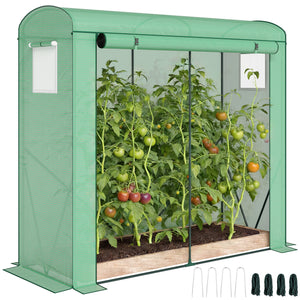 Mini Greenhouse, Portable Greenhouse with Roll-Up Door and 2 Mesh Windows, Small Green House with PE Cover for Garden Patio Lawn, 78.7" x 29.5" x 74", Green