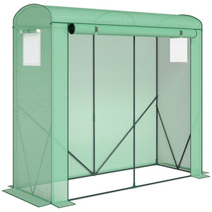 Mini Greenhouse, Portable Greenhouse with Roll-Up Door and 2 Mesh Windows, Small Green House with PE Cover for Garden Patio Lawn, 78.7" x 29.5" x 74", Green