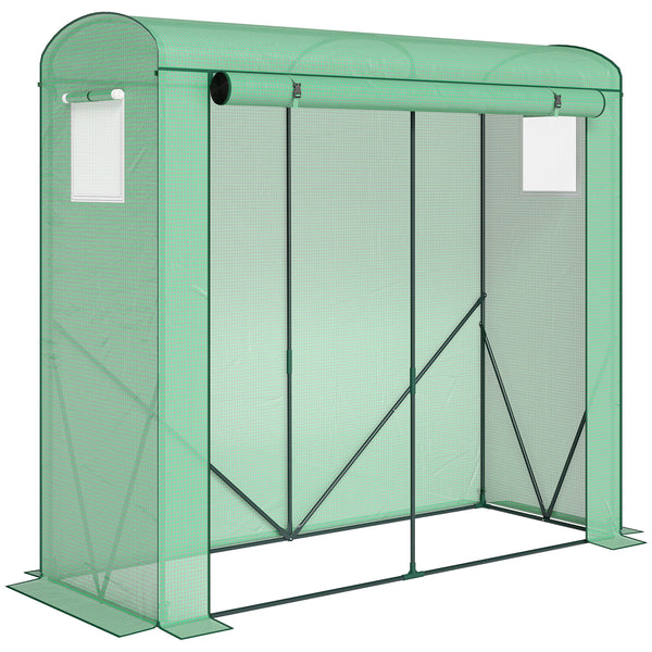 Mini Greenhouse, Portable Greenhouse with Roll-Up Door and 2 Mesh Windows, Small Green House with PE Cover for Garden Patio Lawn, 78.7" x 29.5" x 74", Green