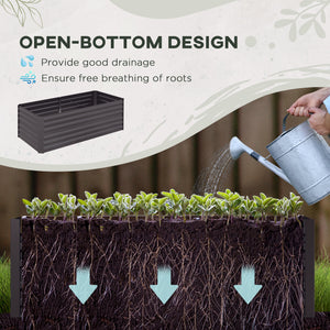 Outsunny Galvanized Raised Garden Bed Kit with Reinforcing Bars, Large and Tall Metal Planter Box for Vegetables, Flowers and Herbs, 6' x 3' x 2', Dark Gray