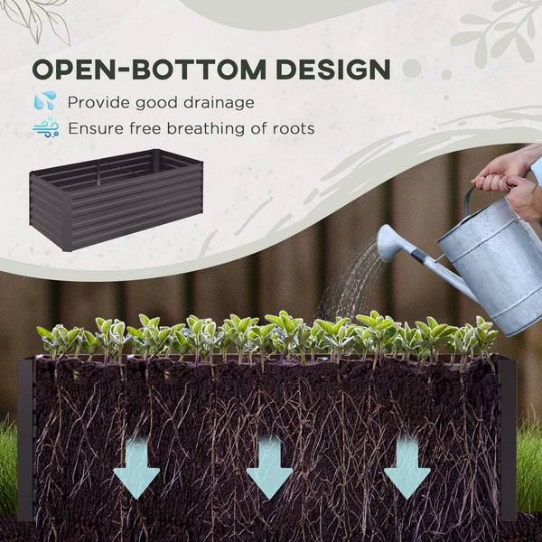 Outsunny Galvanized Raised Garden Bed Kit with Reinforcing Bars, Large and Tall Metal Planter Box for Vegetables, Flowers and Herbs, 6' x 3' x 2', Dark Gray