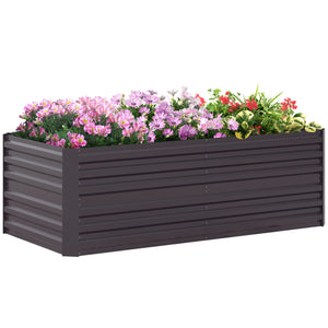 Outsunny Galvanized Raised Garden Bed Kit with Reinforcing Bars, Large and Tall Metal Planter Box for Vegetables, Flowers and Herbs, 6' x 3' x 2', Dark Gray