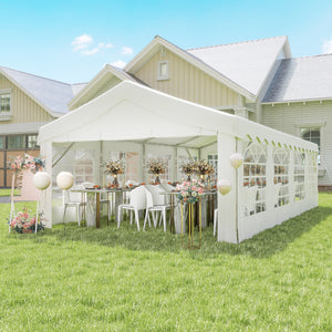 13'x26' Heavy Duty Large Party Tent & Carport with Removable Sidewalls, Windows, Portable Garage Canopy Tent, Sun Shade Shelter for Parties Wedding Outdoor Events, White