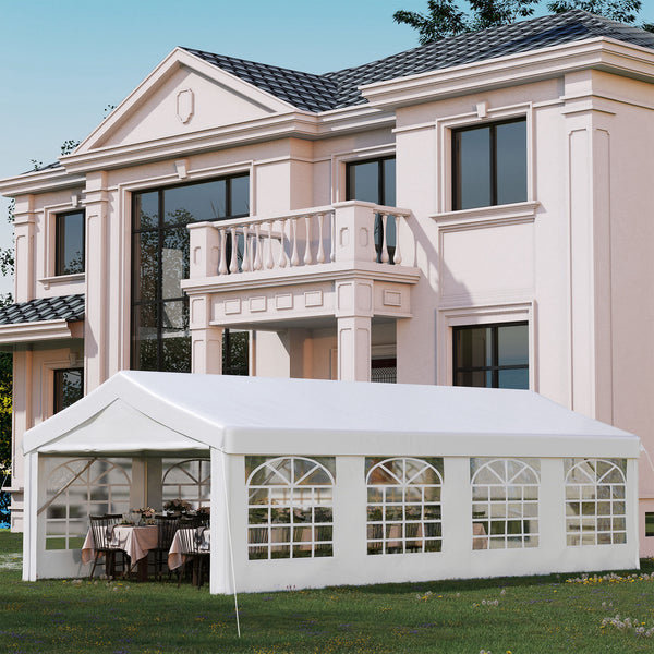 Outsunny 13' x 26' Heavy Duty Party Tent & Carport with Removable Sidewalls and Double Doors, Large Canopy Tent, Sun Shade Shelter, for Parties, Wedding, Outdoor Events, BBQ, White