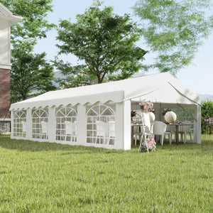 13'x26' Heavy Duty Large Party Tent & Carport with Removable Sidewalls, Windows, Portable Garage Canopy Tent, Sun Shade Shelter for Parties Wedding Outdoor Events, White