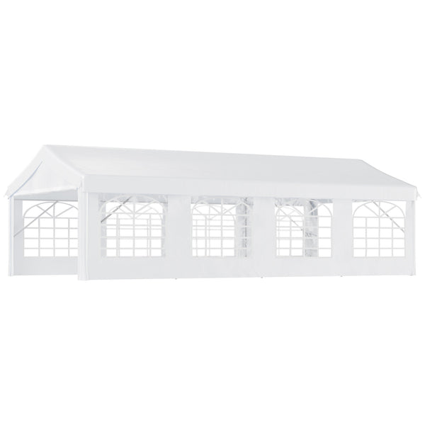 Outsunny 13' x 26' Heavy Duty Party Tent & Carport with Removable Sidewalls and Double Doors, Large Canopy Tent, Sun Shade Shelter, for Parties, Wedding, Outdoor Events, BBQ, White