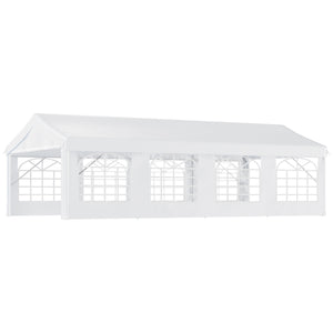 13'x26' Heavy Duty Large Party Tent & Carport with Removable Sidewalls, Windows, Portable Garage Canopy Tent, Sun Shade Shelter for Parties Wedding Outdoor Events, White