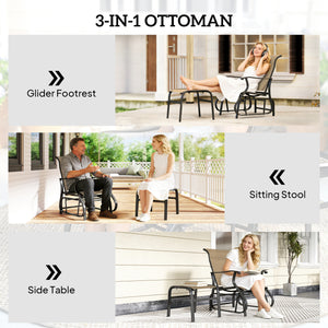 Outdoor Glider Chair with Ottoman, Patio Glider Set with 24.4" High Back, 22" Wide Seat, 2-Piece Outdoor Lounge Set with All-Weather Breathable Mesh for Porch, Garden, Backyard, Tan