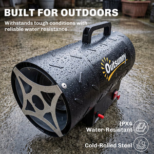 15 kW/51000 BTU Industrial Propane Space Heater, Portable Forced Air Gas Fan Outdoor Patio Heater with Piezo Ignition, Overheat Protection, IPX4, Hot Air Blower for Workshop, Garage, Black