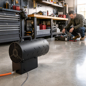 15 kW/51000 BTU Industrial Propane Space Heater, Portable Forced Air Gas Fan Outdoor Patio Heater with Piezo Ignition, Overheat Protection, IPX4, Hot Air Blower for Workshop, Garage, Black