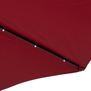 9ft Solar Patio Umbrella Outdoor Sunshade 24 LED Lights Tilt Canopy, Wine Red