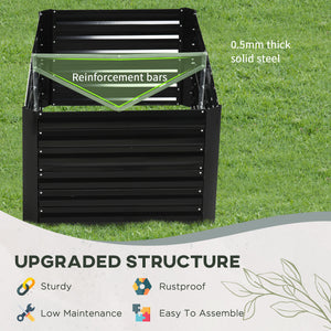 Raised Garden Bed, 6' x 3' x 2' Galvanized Steel Planters for Outdoor Plants with Multi-reinforced Rods for Vegetables, Flowers and Herbs, Black