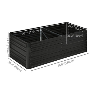 Raised Garden Bed, 6' x 3' x 2' Galvanized Steel Planters for Outdoor Plants with Multi-reinforced Rods for Vegetables, Flowers and Herbs, Black