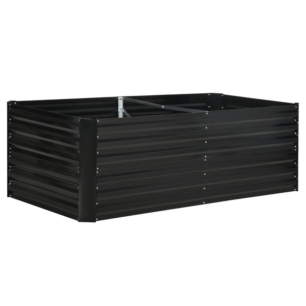 Raised Garden Bed, 6' x 3' x 2' Galvanized Steel Planters for Outdoor Plants with Multi-reinforced Rods for Vegetables, Flowers and Herbs, Black