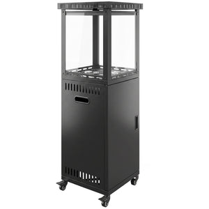 Gas Patio Heater, 13 kW Portable Propane Outdoor Heater with Stepless Heat Control, Piezo Ignition, Tip-over Protection, 4 Wheels, Lava Rocks, Black