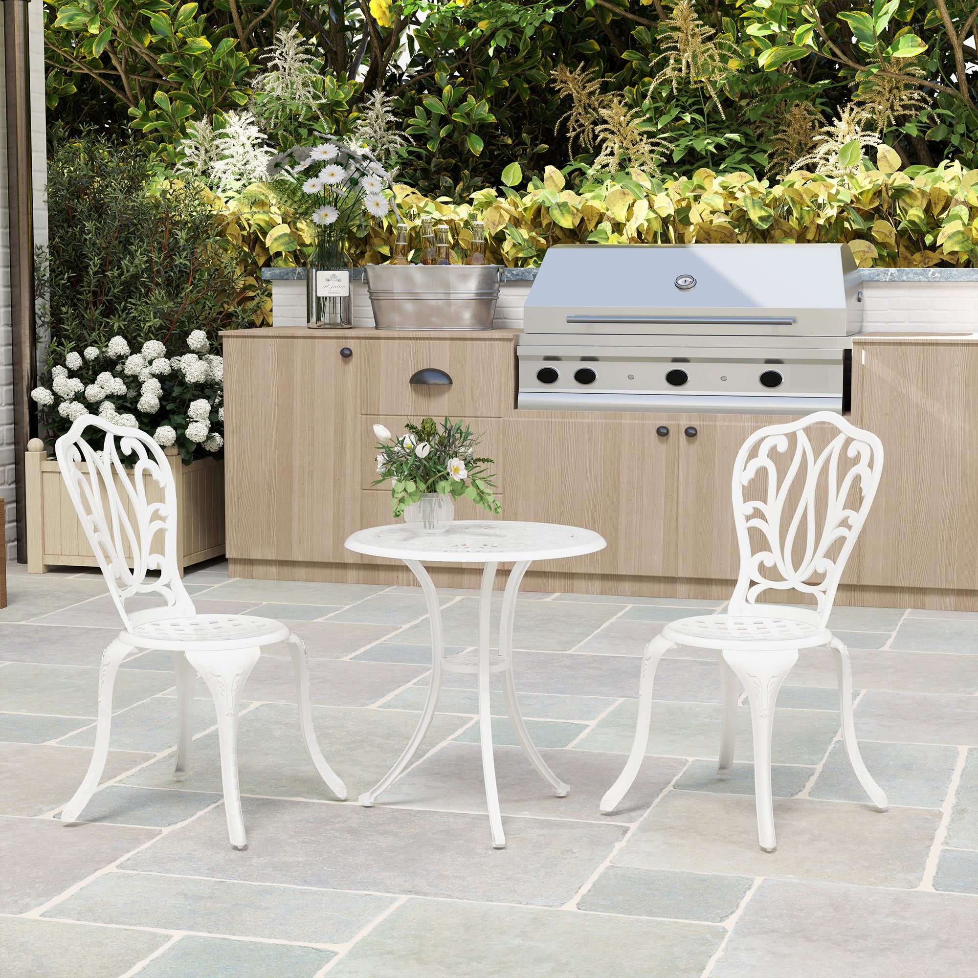 Piece Garden Bistro Set, Cast Aluminium Outdoor Furniture Set