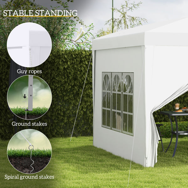 10'x10' Outdoor Pop Up Party Tent Gazebo Canopy with Carrying Bag (White)