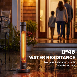 2000 W Electric Infrared Patio Heater, Free Standing Oscillating Outdoor Garden Heater with Knob/Remote Control, 8 Heat Settings, 8H Timer, IP45, Tip-over Protection, Black