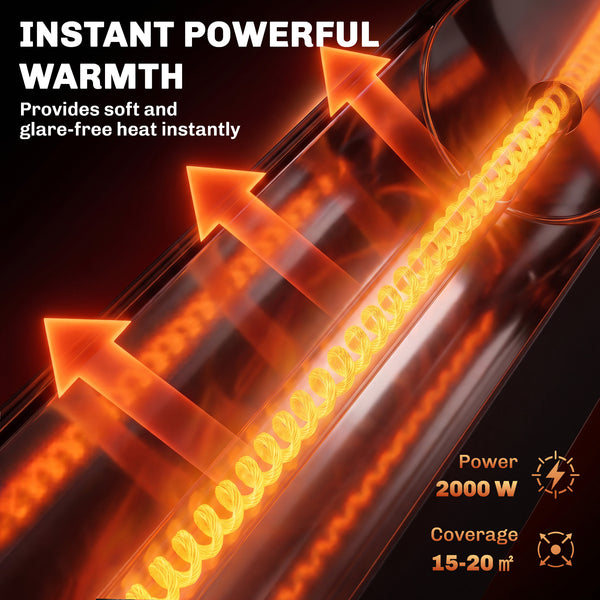 2000 W Electric Infrared Patio Heater, Free Standing Oscillating Outdoor Garden Heater with Knob/Remote Control, 8 Heat Settings, 8H Timer, IP45, Tip-over Protection, Black