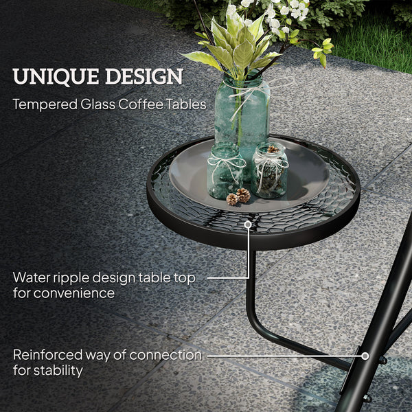 3 Seater Garden Swing Seat Swing Chair with Adjustable Canopy, Removable Cushion and Coffee Tables for Outdoor Patio Garden Dark Grey