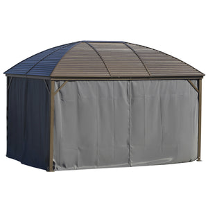 Outsunny 10' x 13' Hardtop Gazebo Canopy with Galvanized Steel Roof, Aluminum Outdoor Pavilion Gazebo with Top Hook, Netting, and Curtains for Patio, Garden, Backyard, Deck, Dark Gray