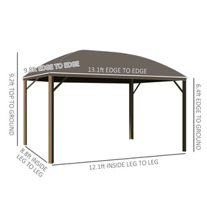 Outsunny 10' x 13' Hardtop Gazebo Canopy with Galvanized Steel Roof, Aluminum Outdoor Pavilion Gazebo with Top Hook, Netting, and Curtains for Patio, Garden, Backyard, Deck, Dark Gray