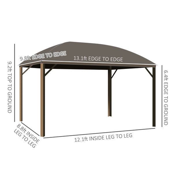 Outsunny 10' x 13' Hardtop Gazebo Canopy with Galvanized Steel Roof, Aluminum Outdoor Pavilion Gazebo with Top Hook, Netting, and Curtains for Patio, Garden, Backyard, Deck, Dark Gray