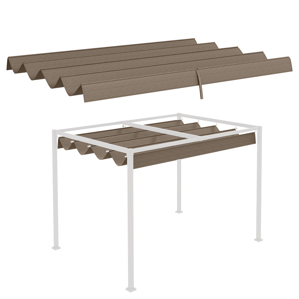 Retractable Pergola Roof, Sun Shade Cover, UV30+ Protected Replacement Canopy Fabric for 3 x 2m Pergola Frame, Coffee